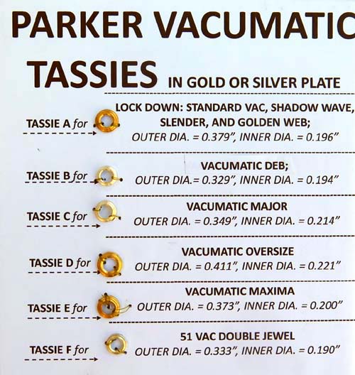 REPLACEMENT TASSIES FOR PARKER VACUMATICS